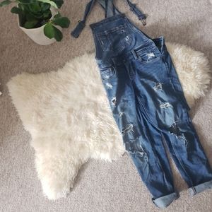 Ripped Garage jean overalls